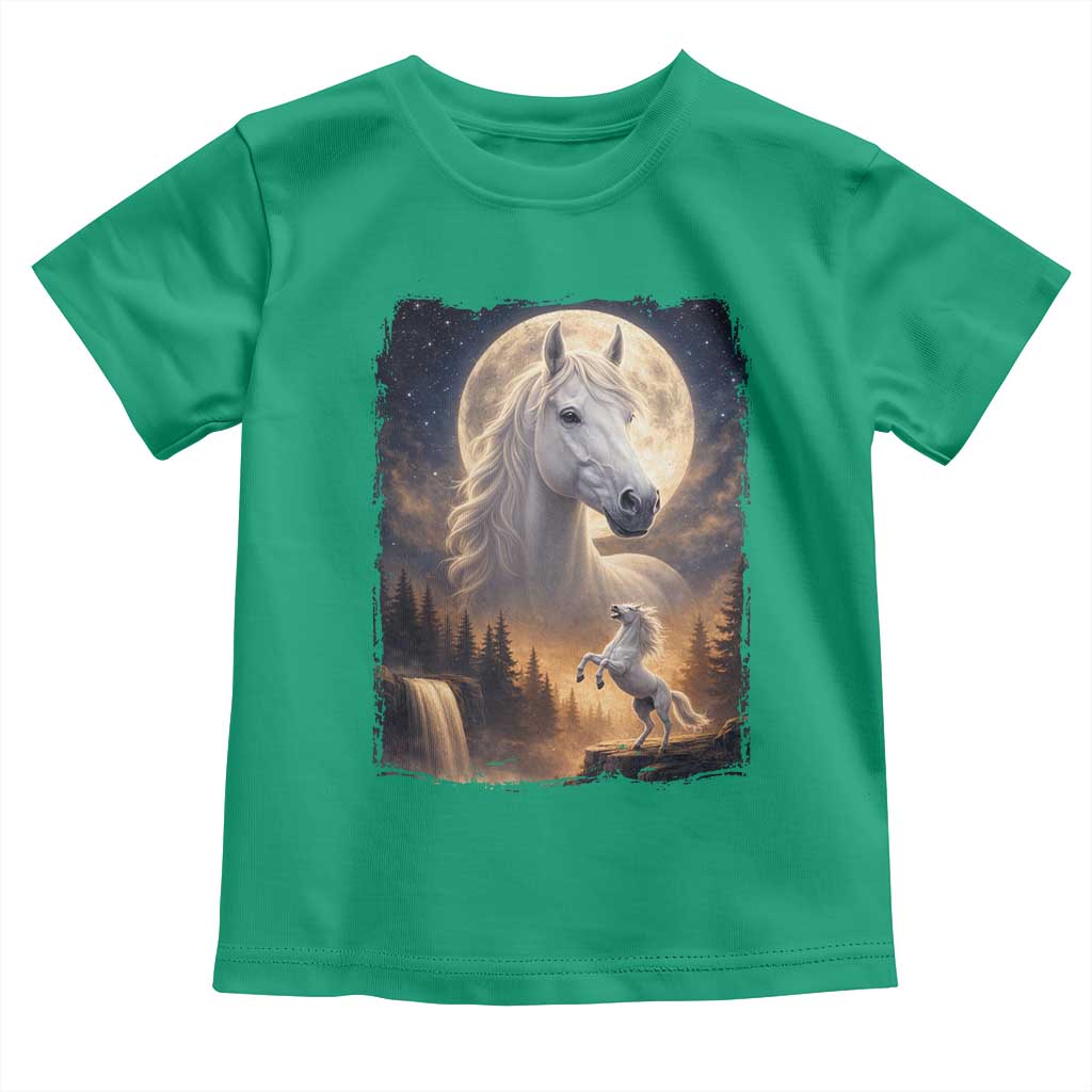 Horse Neighing To The Moon Toddler T Shirt Vintage 90s Animal Horse Lover Equestrian TS11 Irish Green Print Your Wear