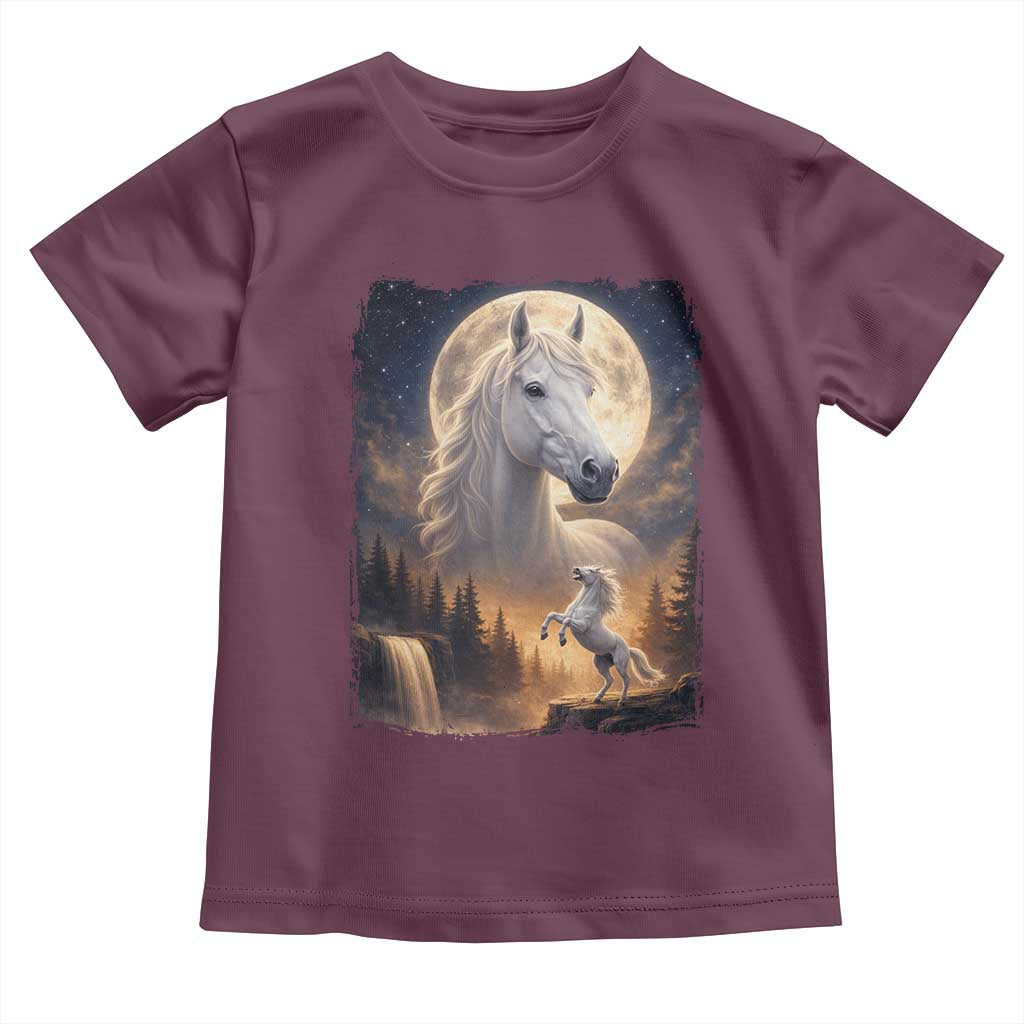 Horse Neighing To The Moon Toddler T Shirt Vintage 90s Animal Horse Lover Equestrian TS11 Maroon Print Your Wear