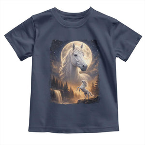 Horse Neighing To The Moon Toddler T Shirt Vintage 90s Animal Horse Lover Equestrian TS11 Navy Print Your Wear