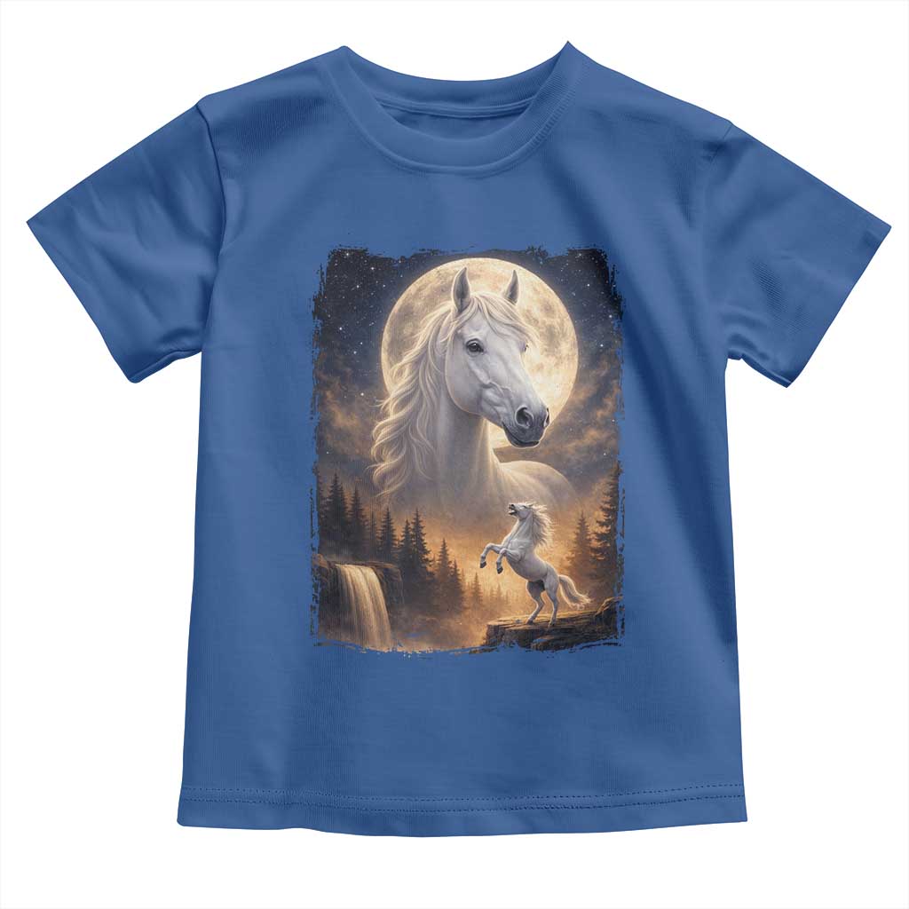 Horse Neighing To The Moon Toddler T Shirt Vintage 90s Animal Horse Lover Equestrian TS11 Royal Blue Print Your Wear