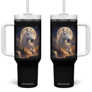 Horse Neighing To The Moon Tumbler With Handle Vintage 90s Animal Horse Lover Equestrian TS11 One Size: 40 oz Black Print Your Wear