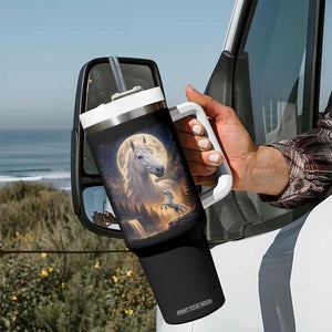 Horse Neighing To The Moon Tumbler With Handle Vintage 90s Animal Horse Lover Equestrian TS11 Print Your Wear