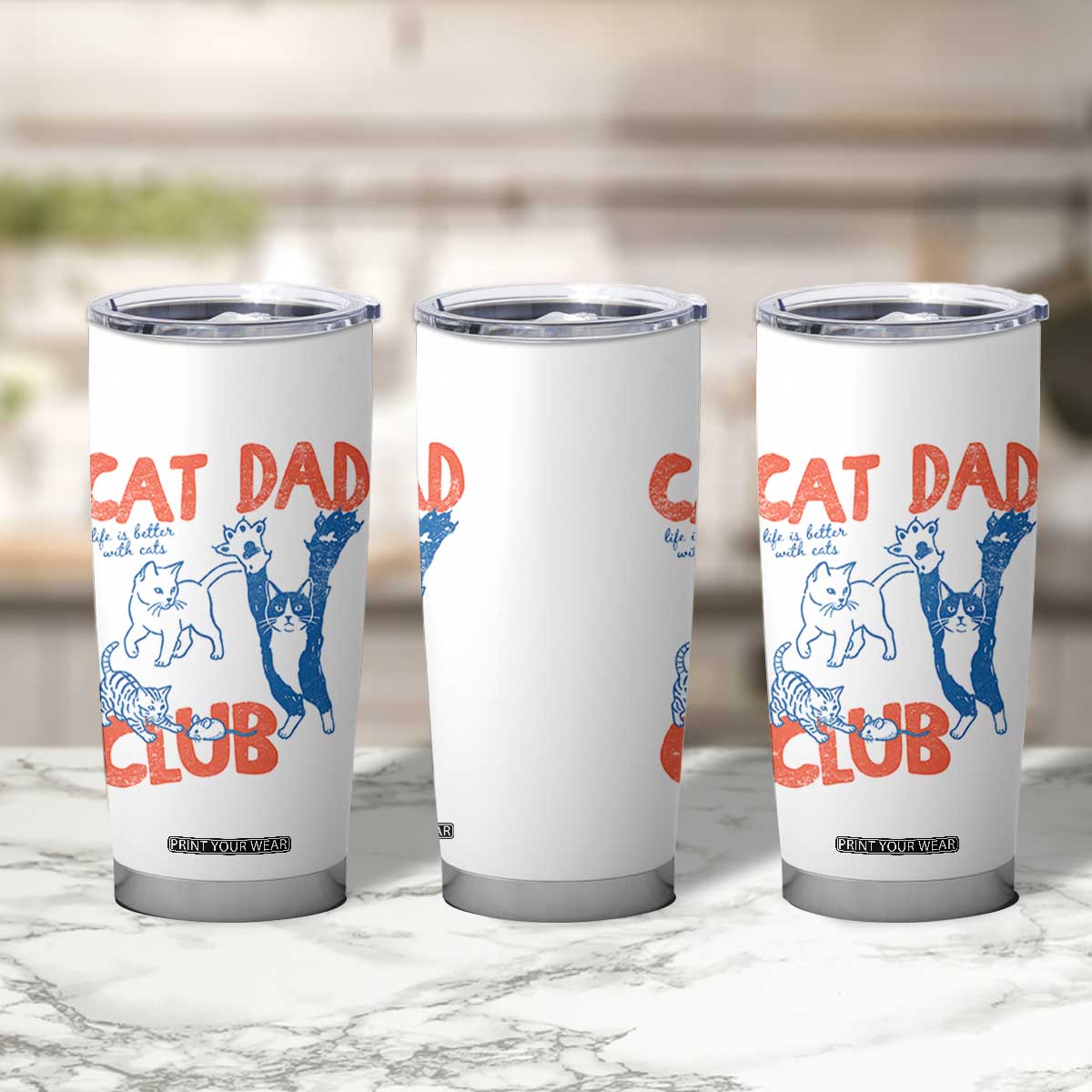 Cat Dad Club Tumbler Cup Life is Better with Cats Fathers Day TS11 Print Your Wear