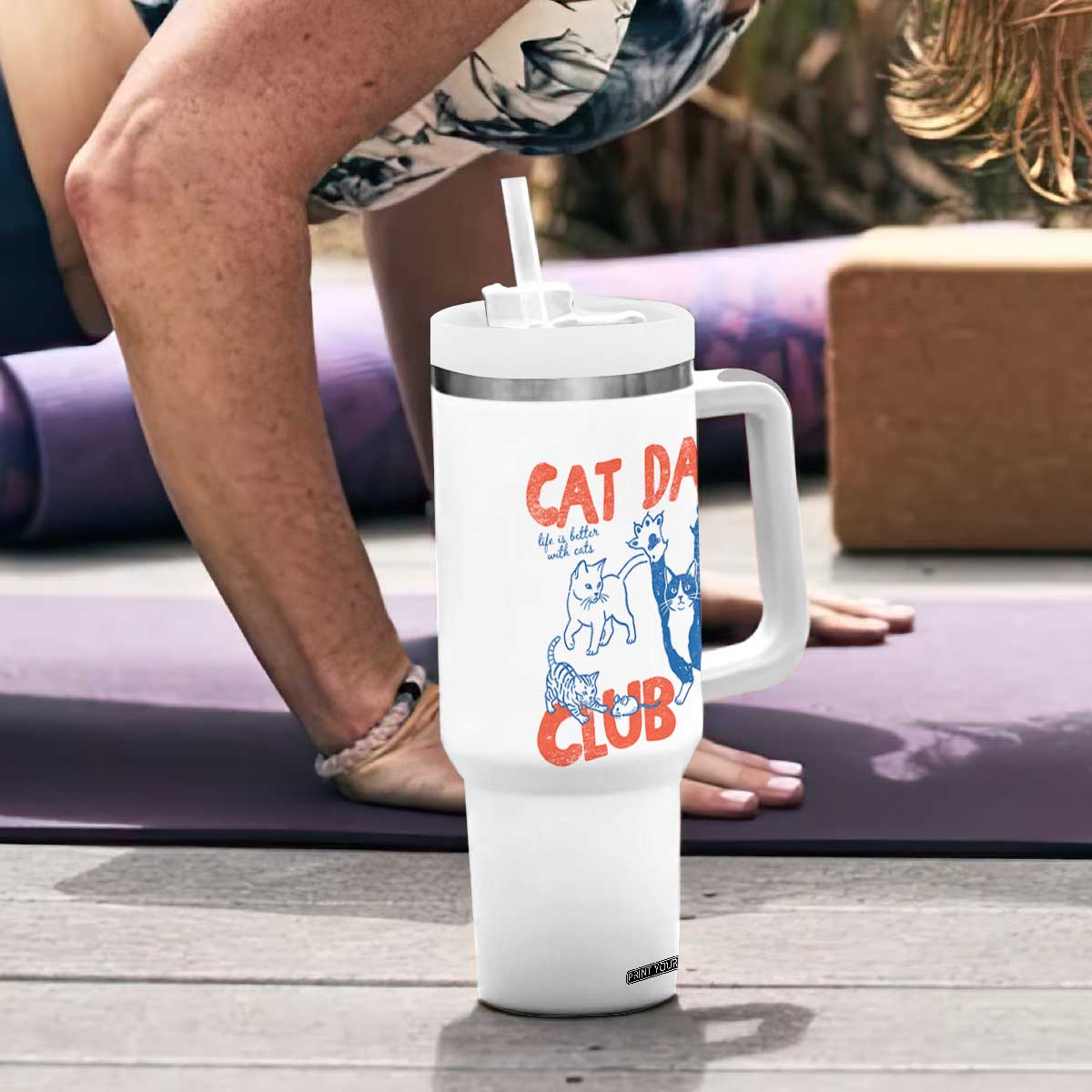 Cat Dad Club Tumbler With Handle Life is Better with Cats Fathers Day TS11 Print Your Wear