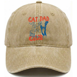 Cat Dad Club Washed Cotton Baseball Cap Life is Better with Cats Fathers Day TS11 Print Your Wear