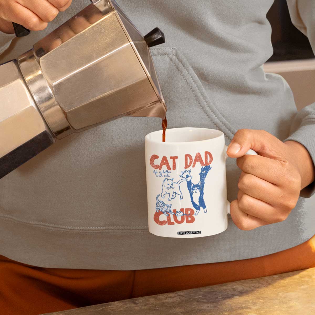 Cat Dad Club Coffee Mug Life is Better with Cats Fathers Day TS11 Print Your Wear