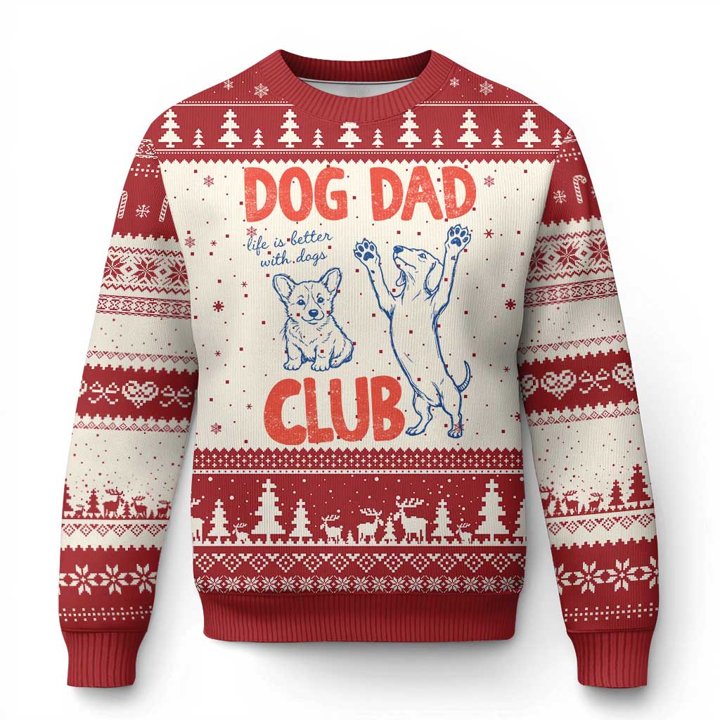 Dog Dad Club Ugly Christmas Sweater Life is Better with Dogs Father's Day TS11 Beige Red Print Your Wear