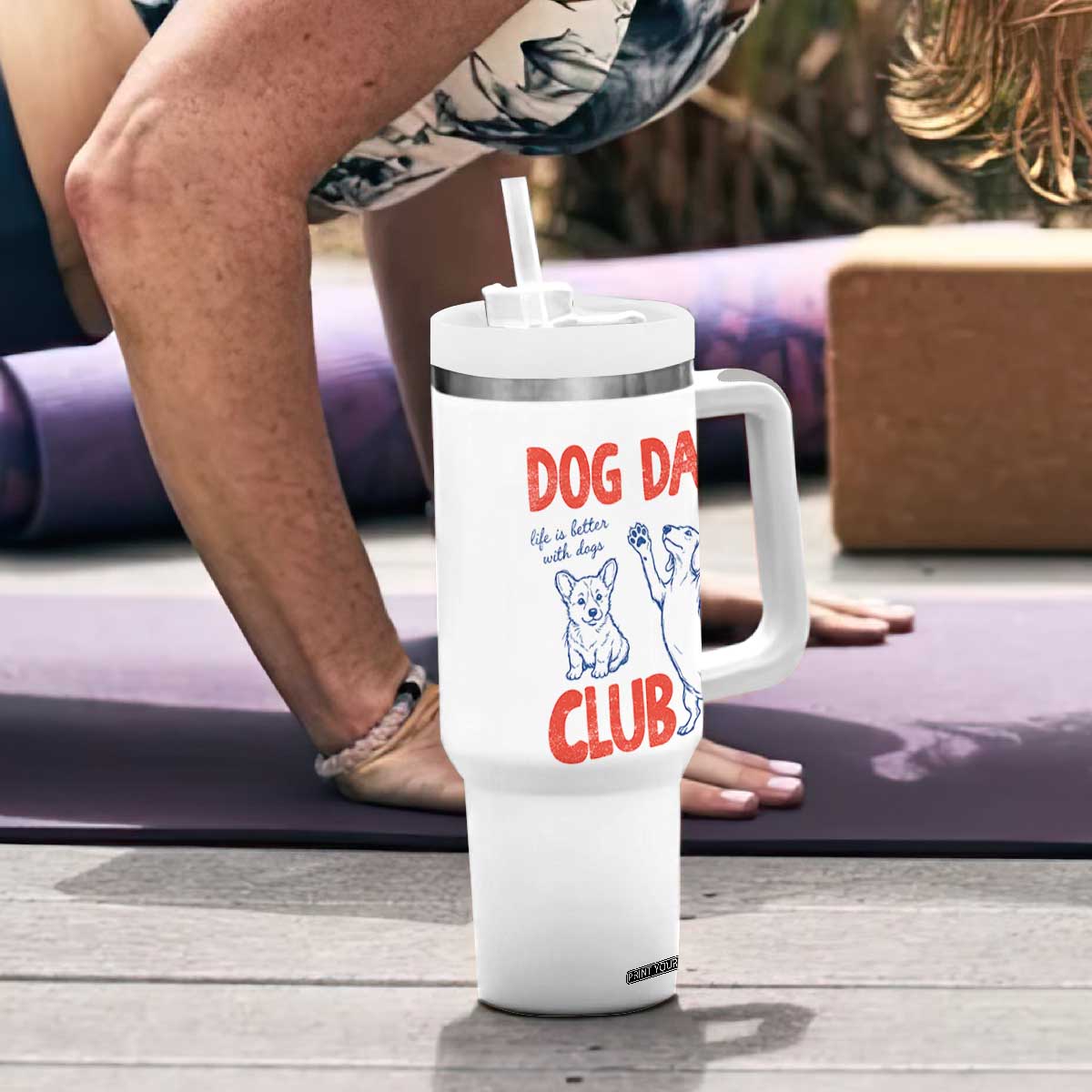 Dog Dad Club Tumbler With Handle Life is Better with Dogs Father's Day TS11 Print Your Wear