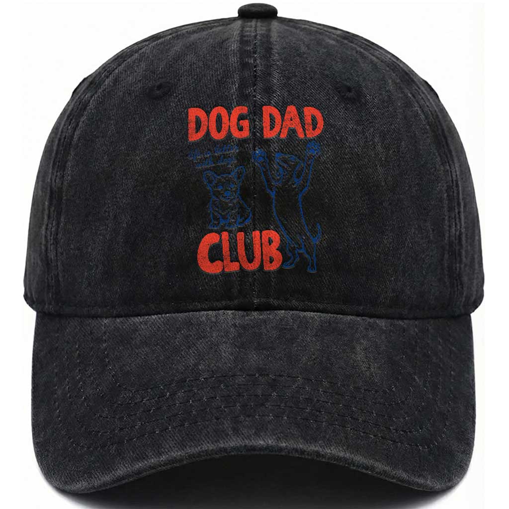 Dog Dad Club Washed Cotton Baseball Cap Life is Better with Dogs Father's Day TS11 Print Your Wear