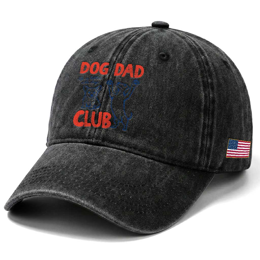 Dog Dad Club Washed Cotton Baseball Cap Life is Better with Dogs Father's Day TS11 Print Your Wear
