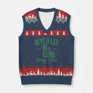 Mint Julep Social Club KY Funny Derby Cocktail V-Neck Knit Sweater Vest TS11 Navy Red Print Your Wear