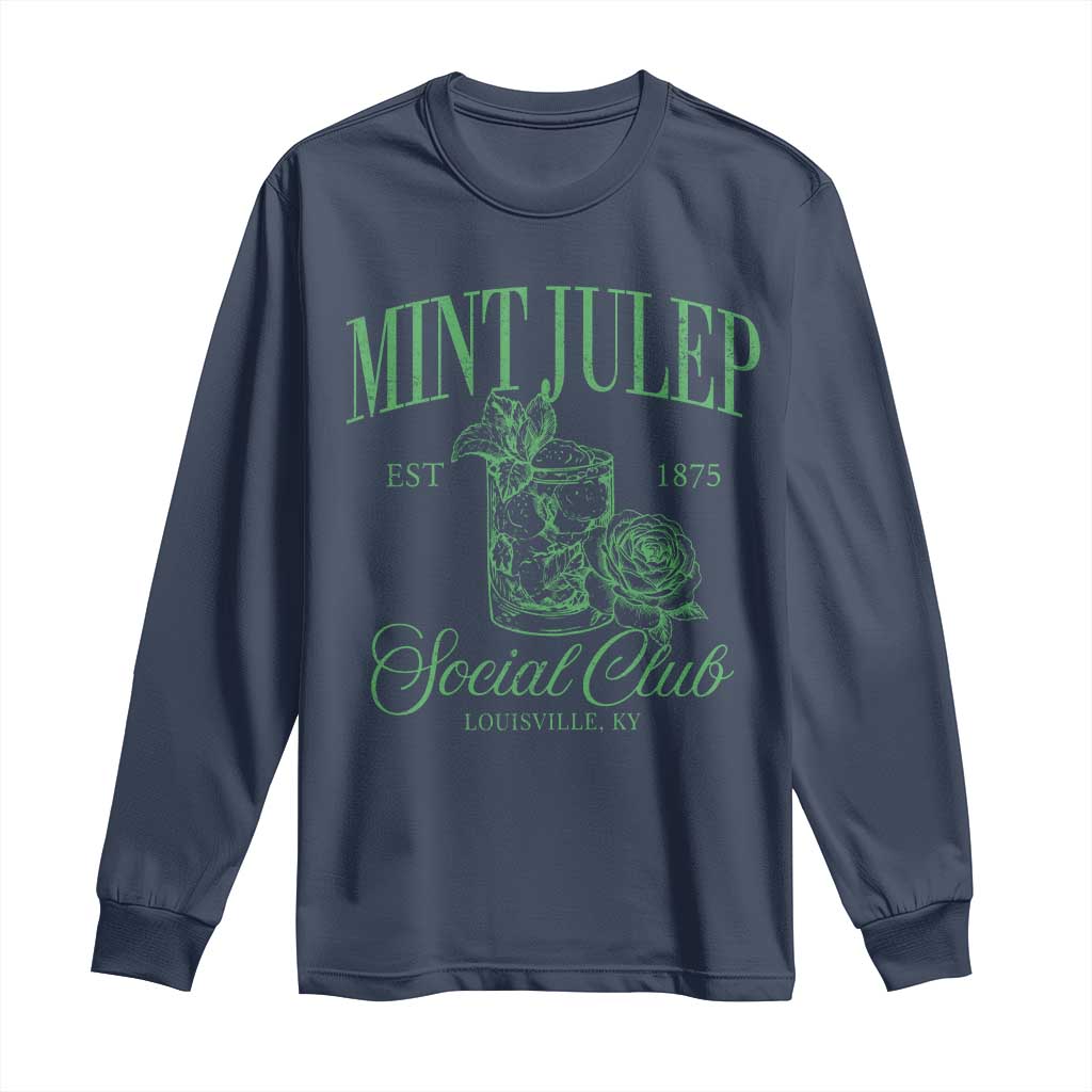 Mint Julep Social Club KY Funny Derby Cocktail Long Sleeve Shirt TS11 Navy Print Your Wear