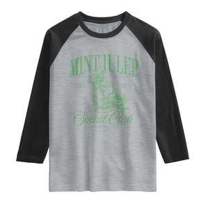 Mint Julep Social Club KY Funny Derby Cocktail Raglan Shirt TS11 Heather Gray Black Print Your Wear