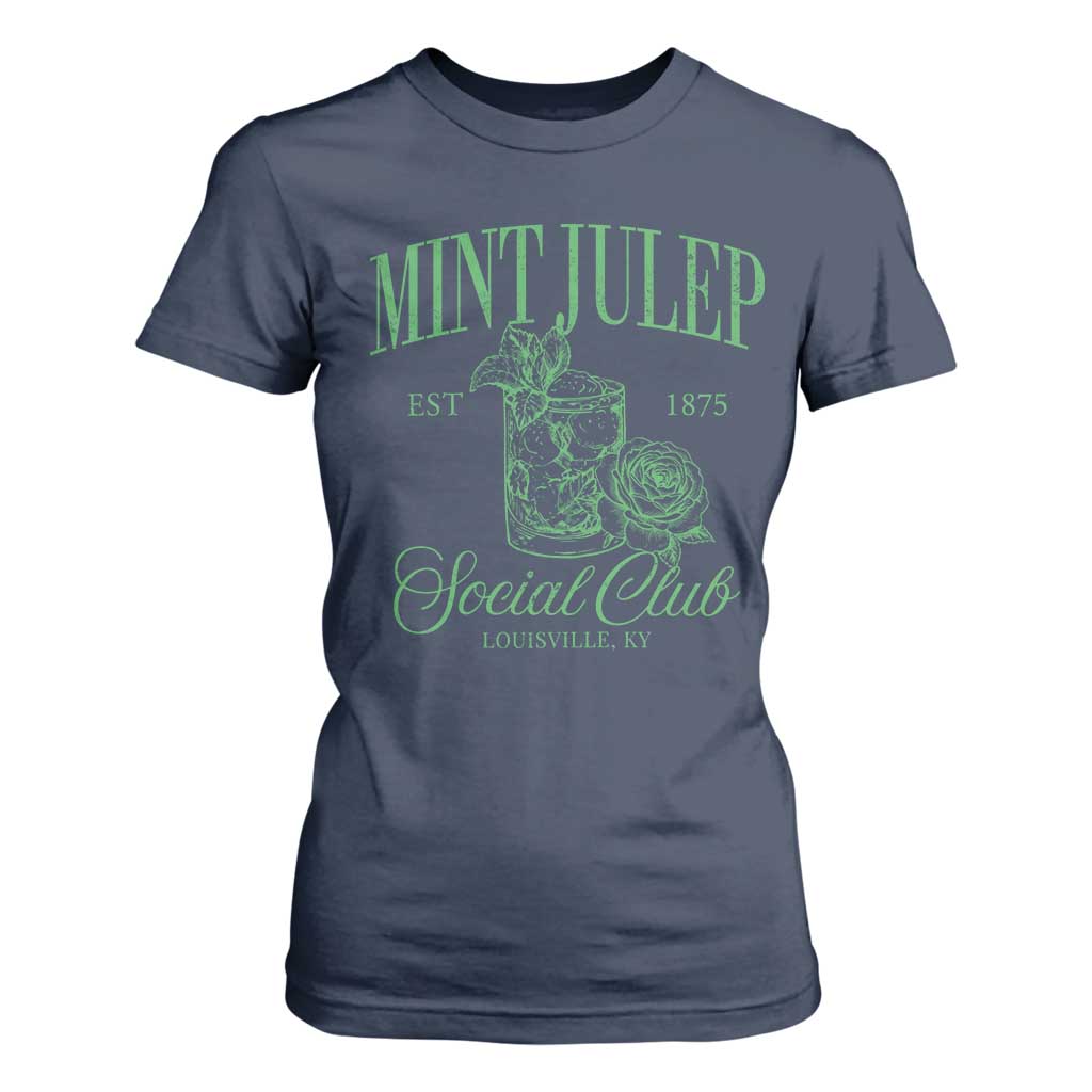 Mint Julep Social Club KY Funny Derby Cocktail T Shirt For Women TS11 Navy Print Your Wear