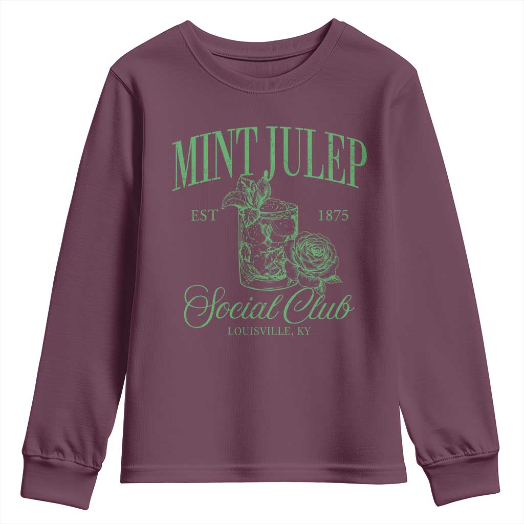 Mint Julep Social Club KY Funny Derby Cocktail Youth Sweatshirt TS11 Maroon Print Your Wear