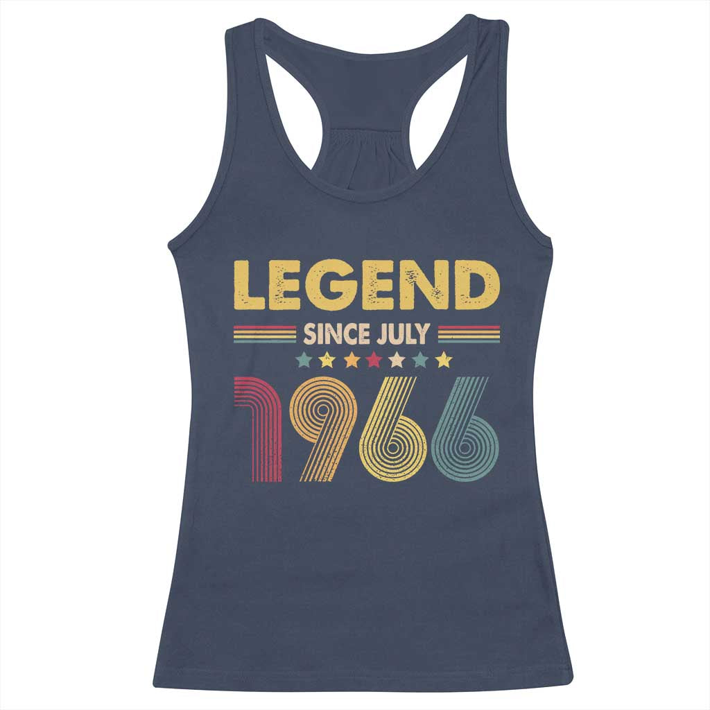July 60th Birthday Racerback Tank Top Legends Since July 1966 Retro Bday