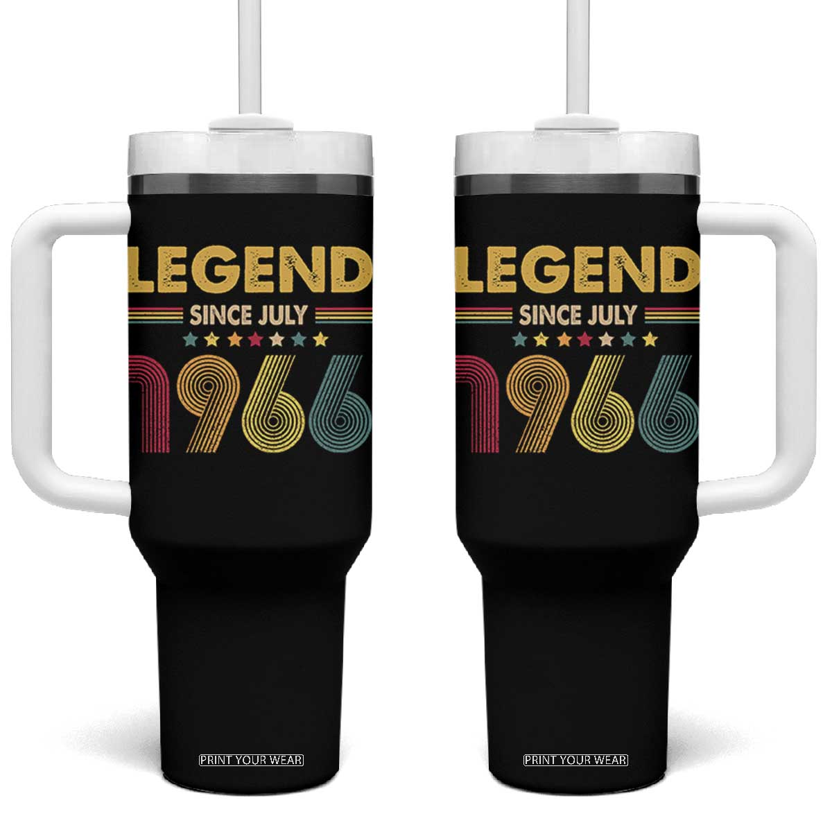 July 60th Birthday Tumbler With Handle Legends Since July 1966 Retro Bday