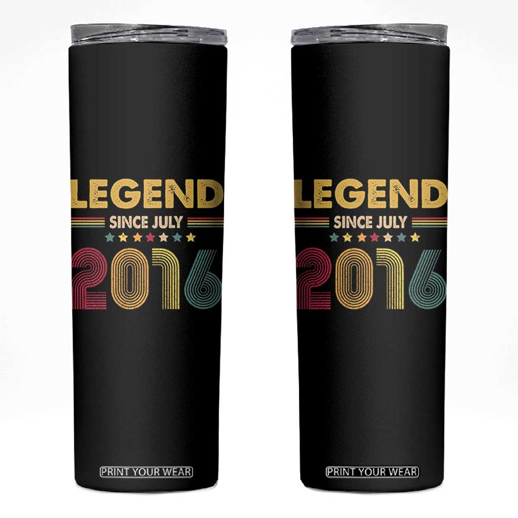 July 10th Birthday Skinny Tumbler Legends Since July 2016 Retro Bday