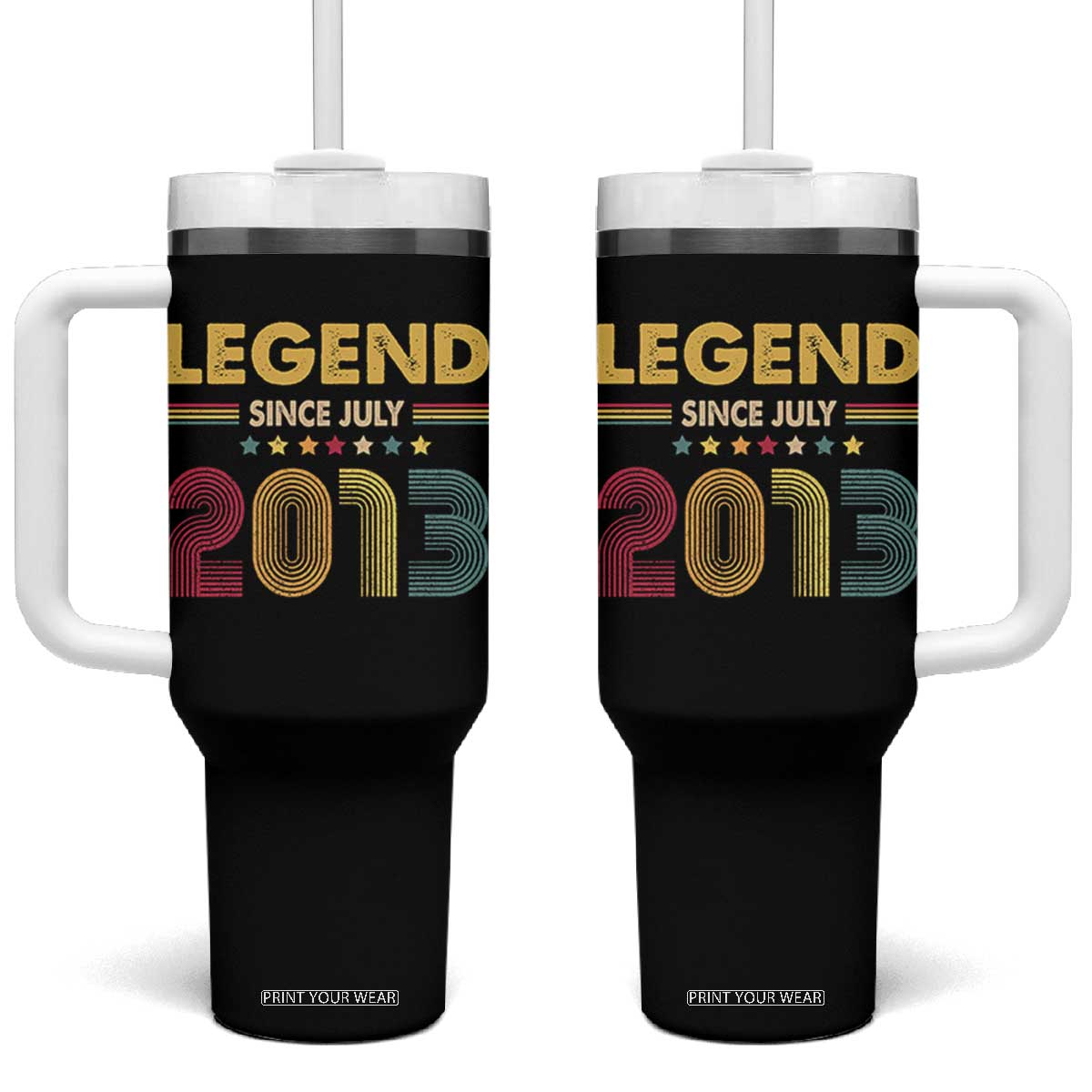 July 13th Birthday Tumbler With Handle Legends Since July 2013 Retro Bday