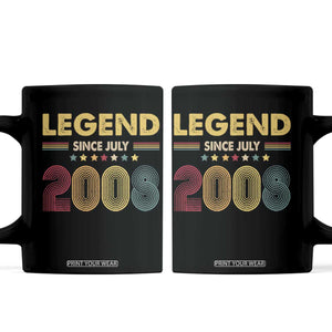 July 18th Birthday Coffee Mug Legends Since July 2008 Retro Bday