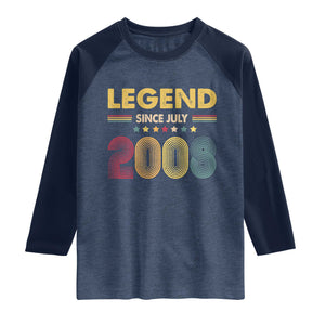 July 18th Birthday Raglan Shirt Legends Since July 2008 Retro Bday