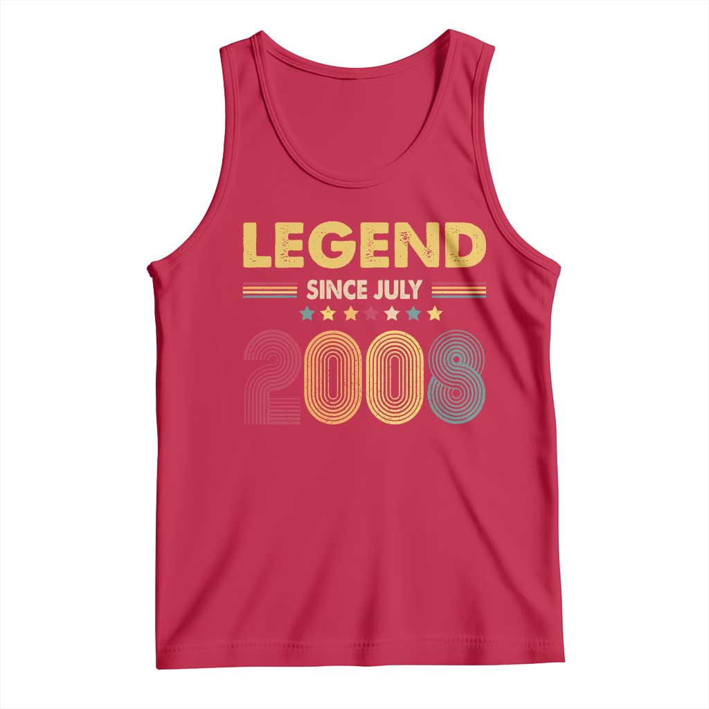 July 18th Birthday Tank Top Legends Since July 2008 Retro Bday