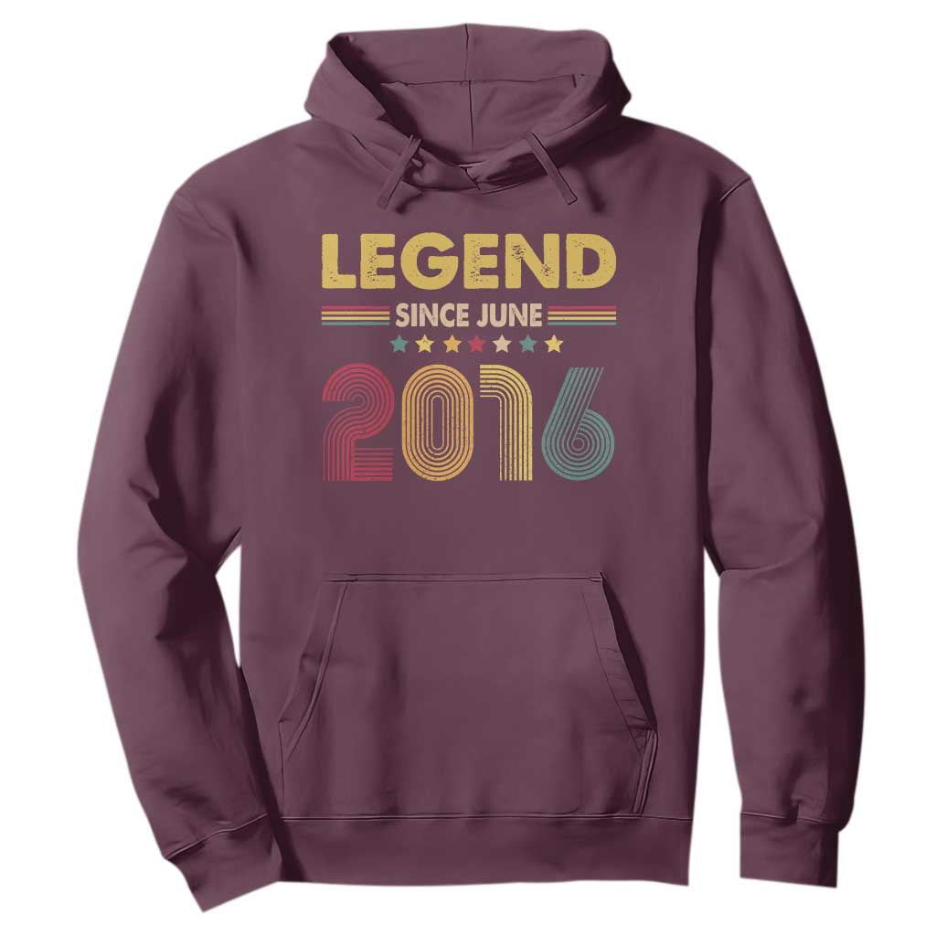 June 10th Birthday Hoodie Legends Since June 2016 Retro Bday TS11 Maroon Print Your Wear