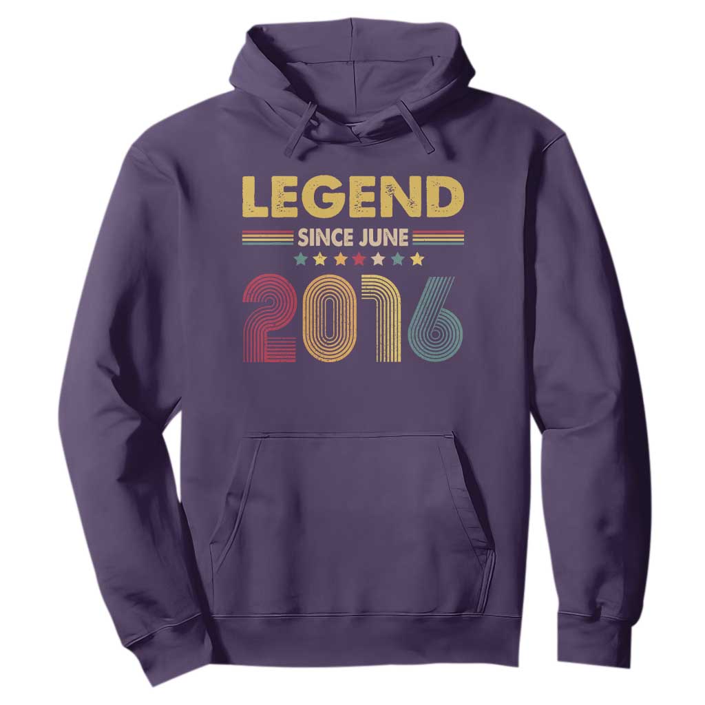June 10th Birthday Hoodie Legends Since June 2016 Retro Bday TS11 Purple Print Your Wear