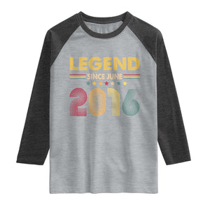 June 10th Birthday Raglan Shirt Legends Since June 2016 Retro Bday TS11 Heather Gray Heather Charcoal Print Your Wear