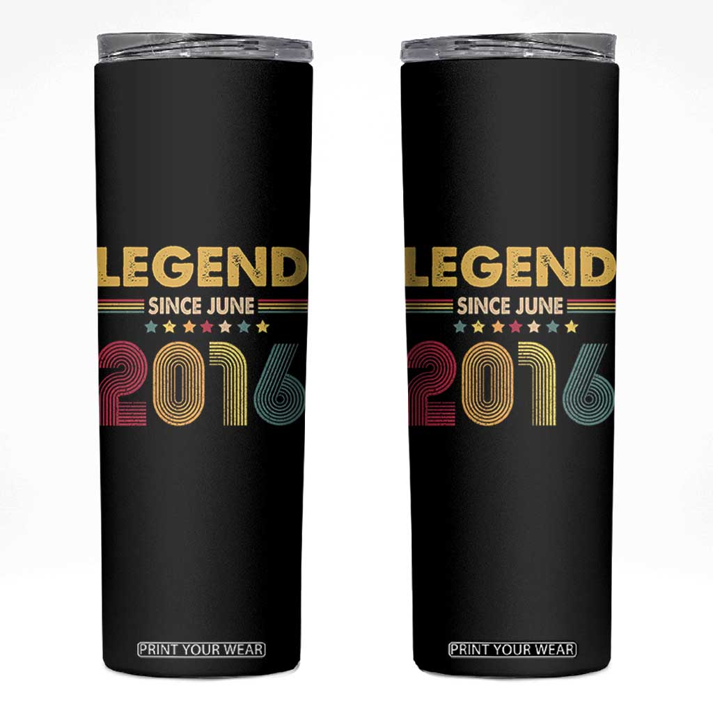 June 10th Birthday Skinny Tumbler Legends Since June 2016 Retro Bday TS11 Black Print Your Wear