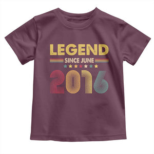 June 10th Birthday Toddler T Shirt Legends Since June 2016 Retro Bday TS11 Maroon Print Your Wear