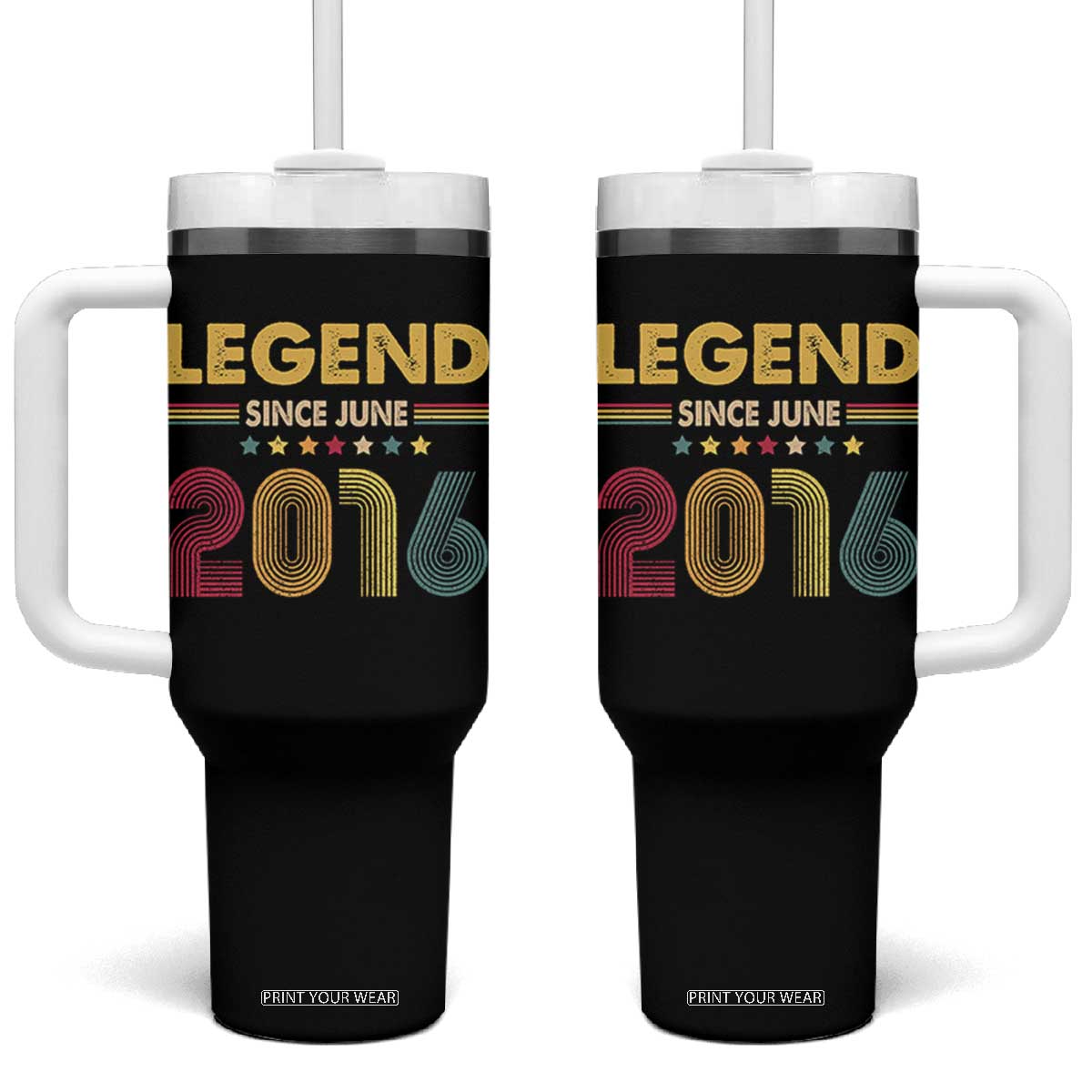 June 10th Birthday Tumbler With Handle Legends Since June 2016 Retro Bday TS11 One Size: 40 oz Black Print Your Wear