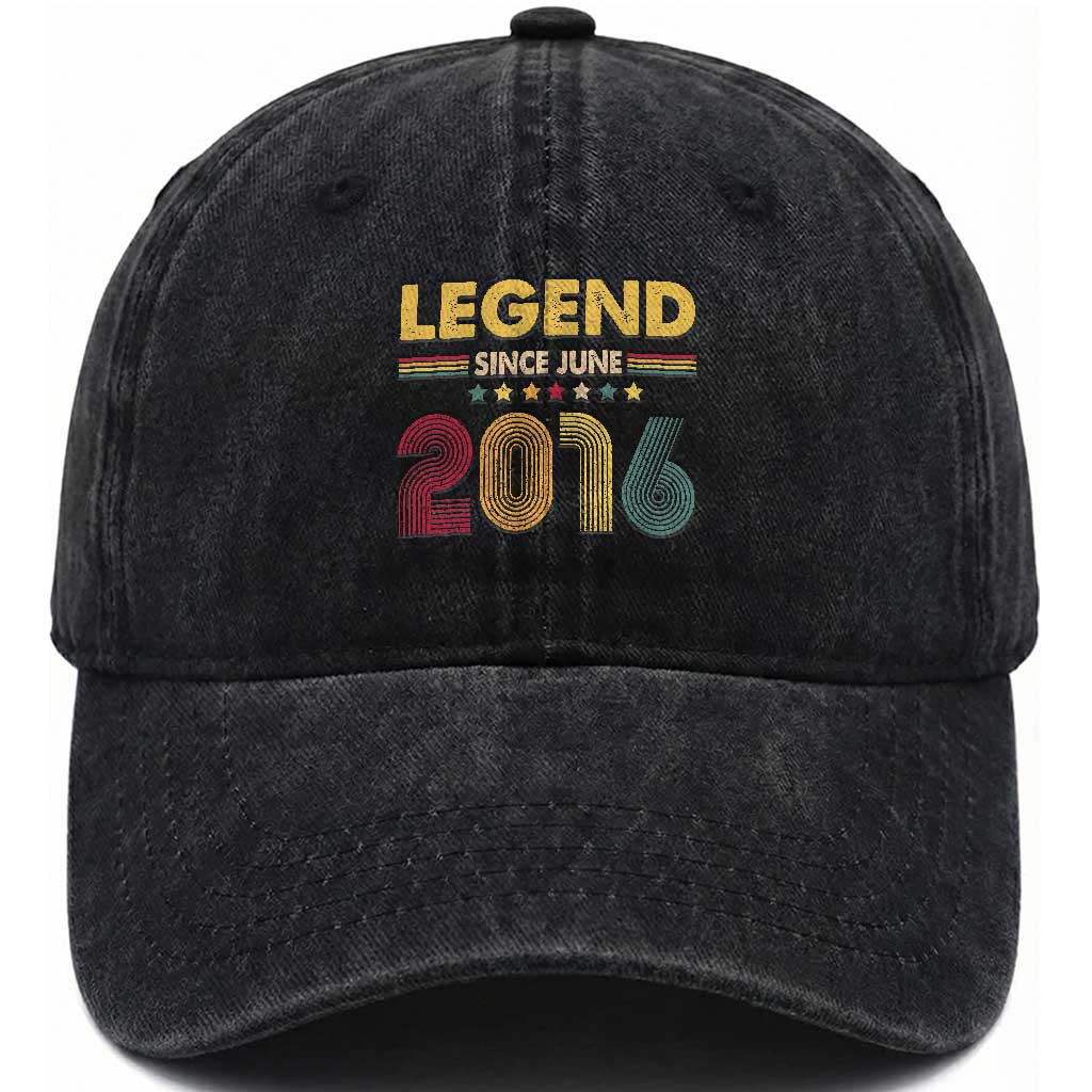 June 10th Birthday Washed Cotton Baseball Cap Legends Since June 2016 Retro Bday TS11 Print Your Wear