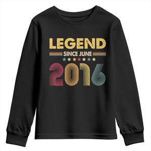 June 10th Birthday Youth Sweatshirt Legends Since June 2016 Retro Bday TS11 Black Print Your Wear