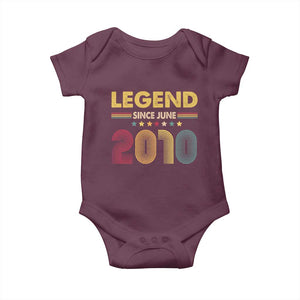 June 16th Birthday Baby Onesie Legends Since June 2010 Retro Bday TS11 Maroon Print Your Wear