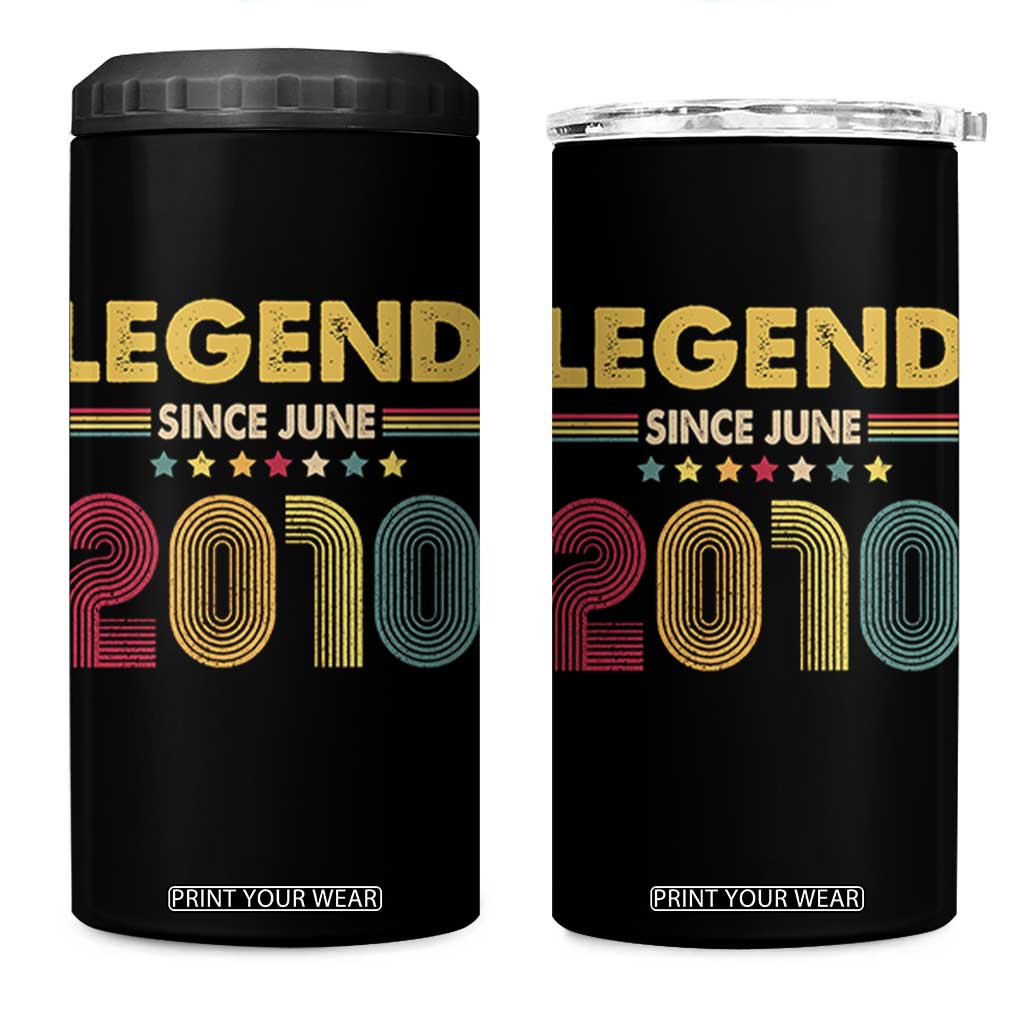 June 16th Birthday 4 in 1 Can Cooler Tumbler Legends Since June 2010 Retro Bday TS11 One Size: 16 oz Black Print Your Wear