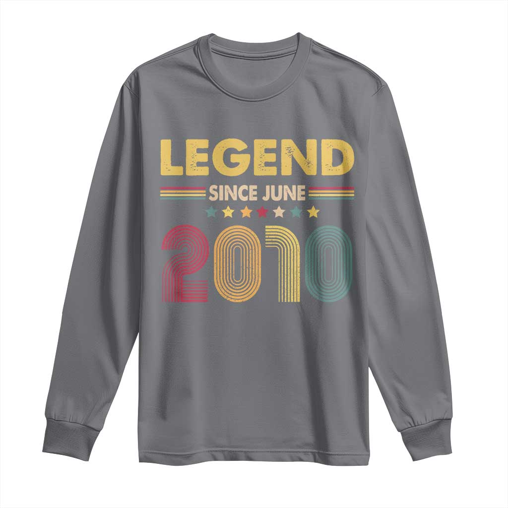 June 16th Birthday Long Sleeve Shirt Legends Since June 2010 Retro Bday TS11 Charcoal Print Your Wear