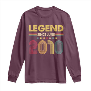 June 16th Birthday Long Sleeve Shirt Legends Since June 2010 Retro Bday TS11 Maroon Print Your Wear