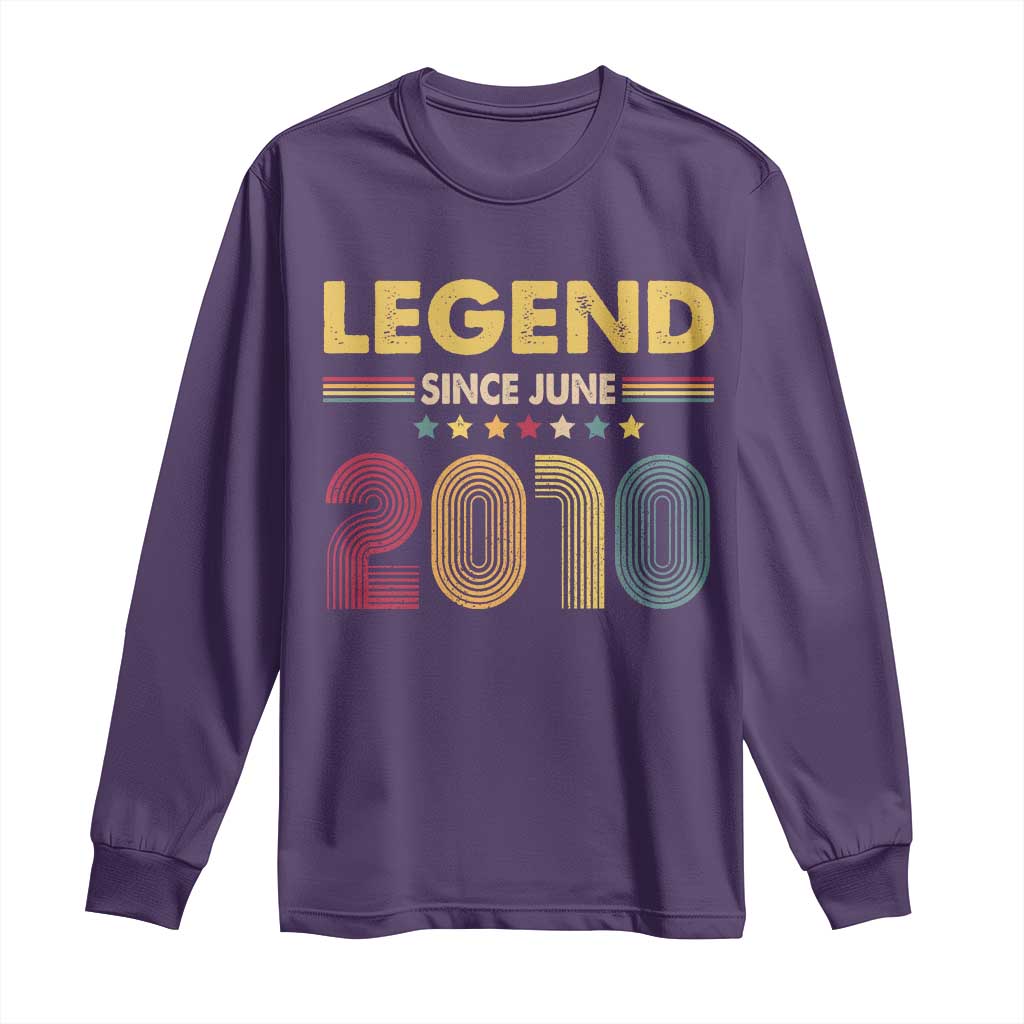 June 16th Birthday Long Sleeve Shirt Legends Since June 2010 Retro Bday TS11 Purple Print Your Wear