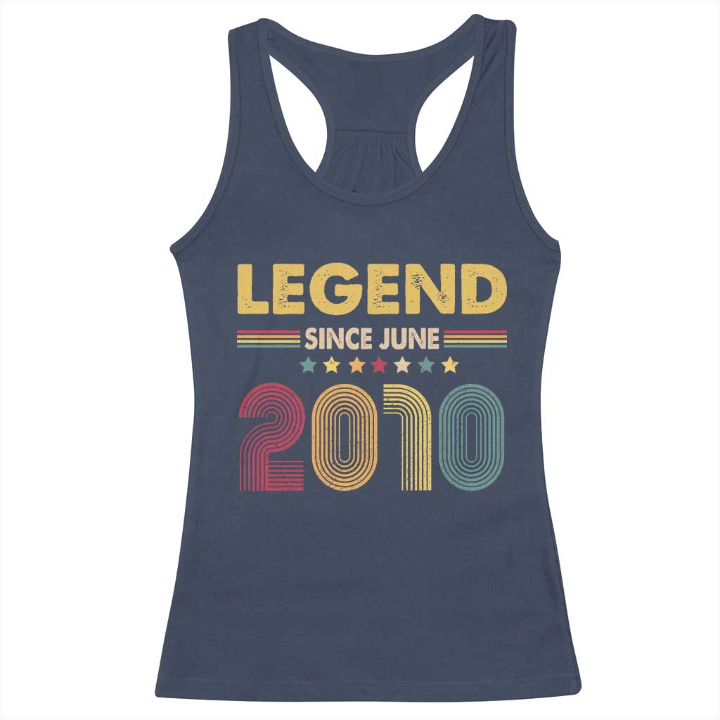 June 16th Birthday Racerback Tank Top Legends Since June 2010 Retro Bday TS11 Navy Print Your Wear