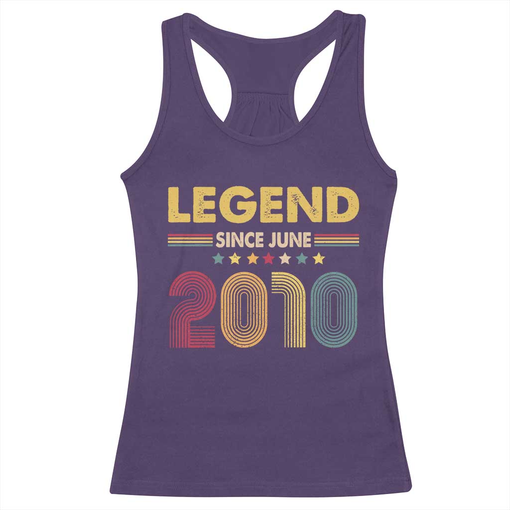 June 16th Birthday Racerback Tank Top Legends Since June 2010 Retro Bday TS11 Purple Print Your Wear