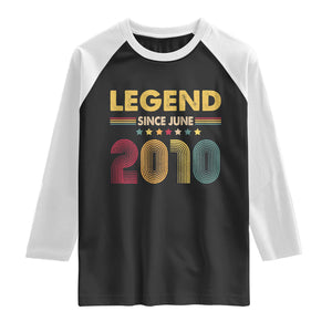 June 16th Birthday Raglan Shirt Legends Since June 2010 Retro Bday TS11 Black White Print Your Wear
