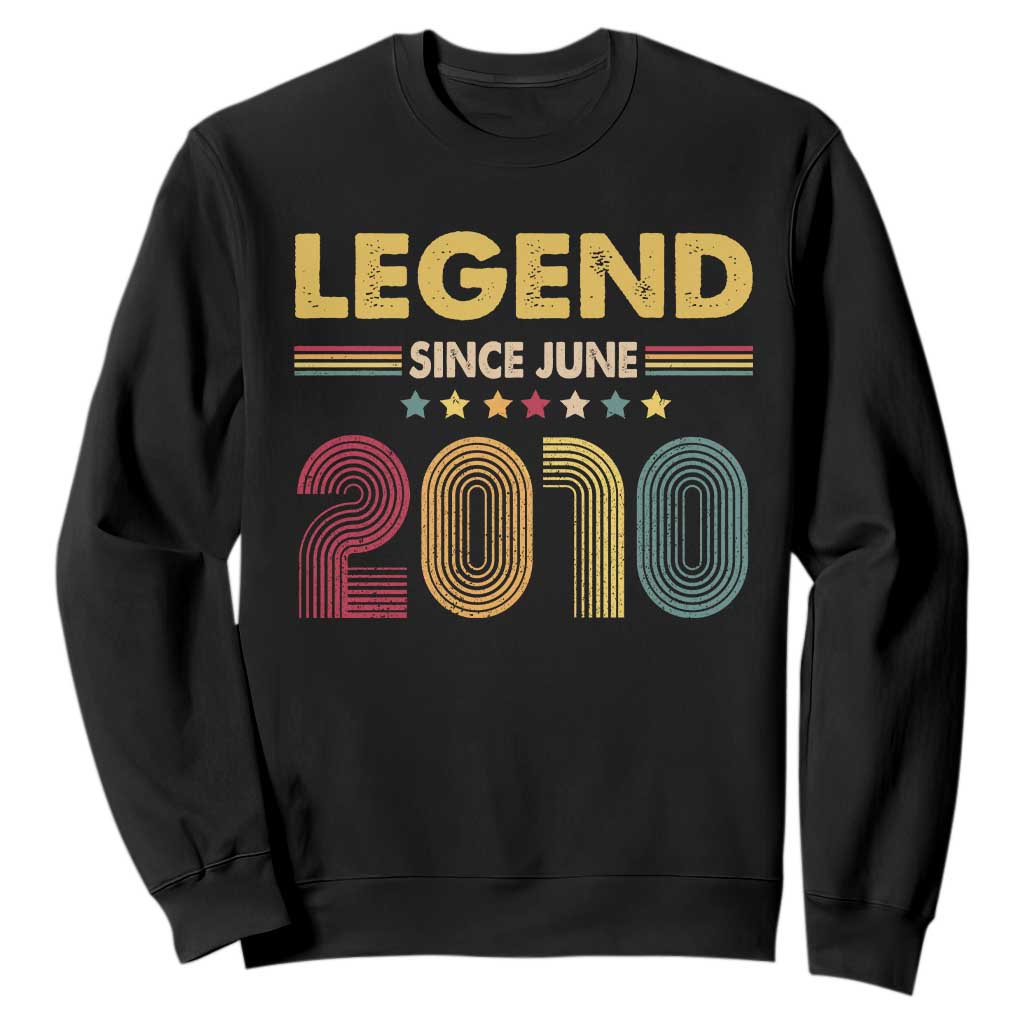June 16th Birthday Sweatshirt Legends Since June 2010 Retro Bday TS11 Black Print Your Wear