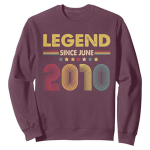 June 16th Birthday Sweatshirt Legends Since June 2010 Retro Bday TS11 Maroon Print Your Wear