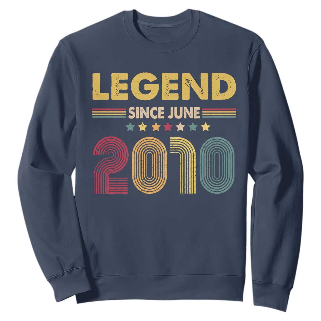 June 16th Birthday Sweatshirt Legends Since June 2010 Retro Bday TS11 Navy Print Your Wear