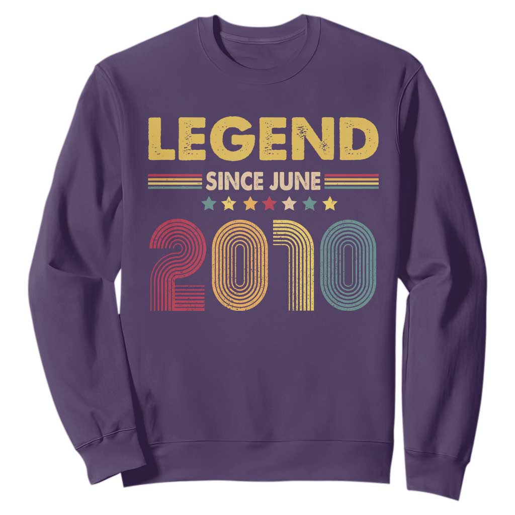 June 16th Birthday Sweatshirt Legends Since June 2010 Retro Bday TS11 Purple Print Your Wear