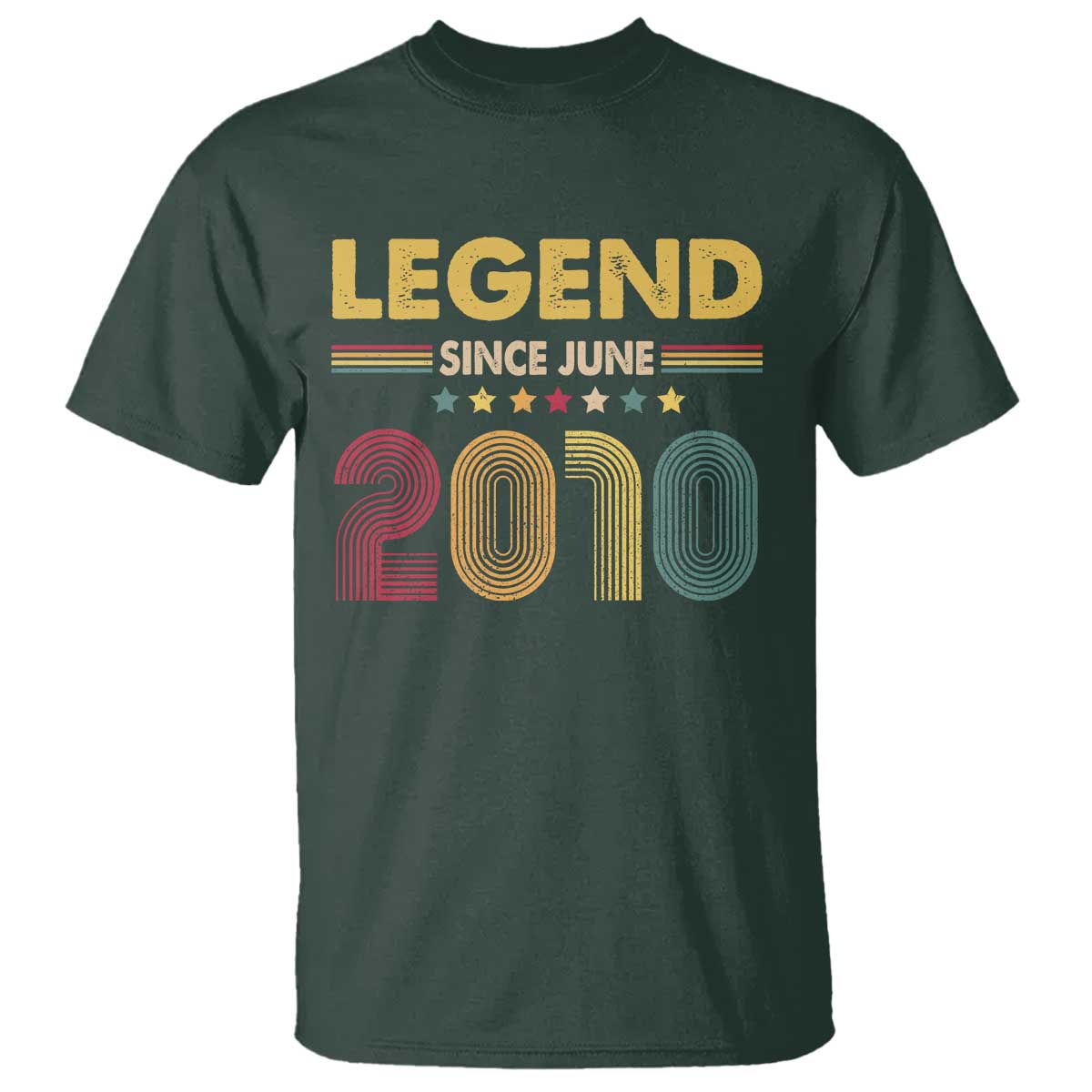 June 16th Birthday T Shirt Legends Since June 2010 Retro Bday TS11 Dark Forest Green Print Your Wear
