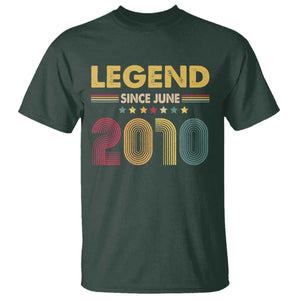 June 16th Birthday T Shirt Legends Since June 2010 Retro Bday TS11 Dark Forest Green Print Your Wear