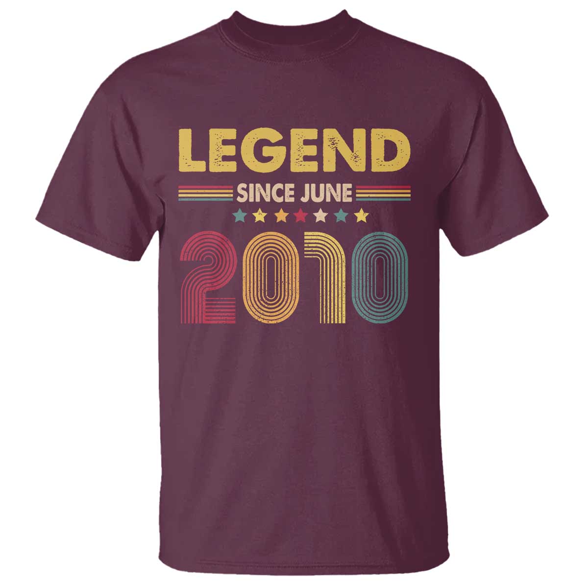June 16th Birthday T Shirt Legends Since June 2010 Retro Bday TS11 Maroon Print Your Wear