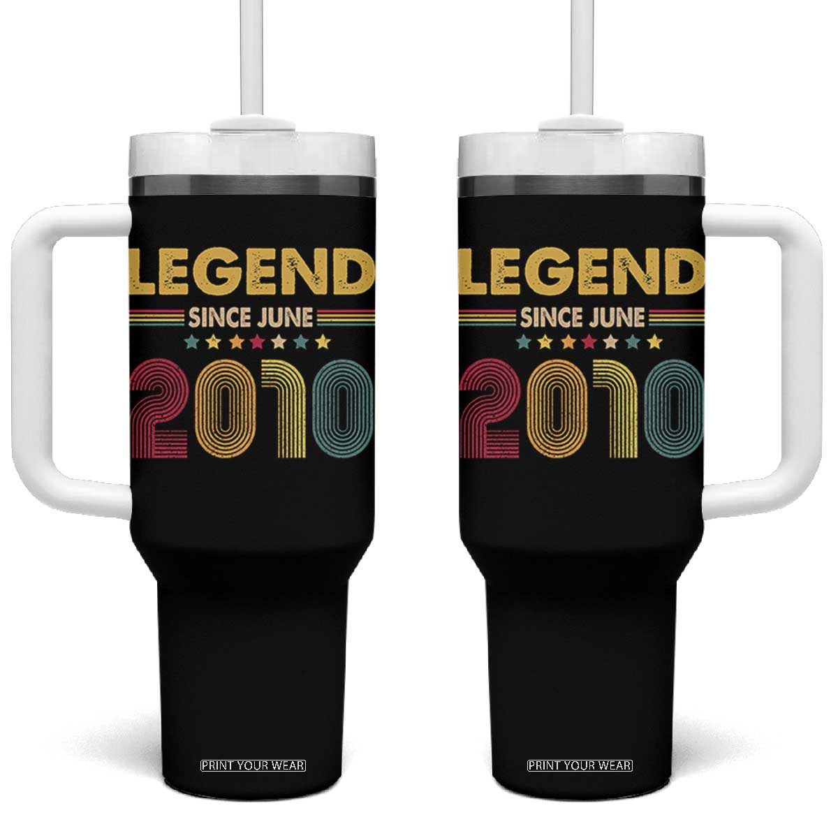 June 16th Birthday Tumbler With Handle Legends Since June 2010 Retro Bday TS11 One Size: 40 oz Black Print Your Wear